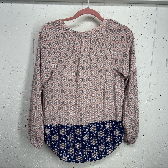 Boden Women's Size 4 Pink & Blue Floral Peasant Blouse Top - Picture 6 of 11